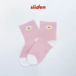 Tất bé gái dễ thương màu hồng, vớ trẻ em cotton mềm mịn, hình hoa, có đệm cao su chống trượt – E2CP102